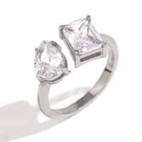 Wassertropfen Zirkon Ringe Glänzender Vergoldeter Schmuck Valentinstag Paar-Schmuck Edelstahl Ringe
