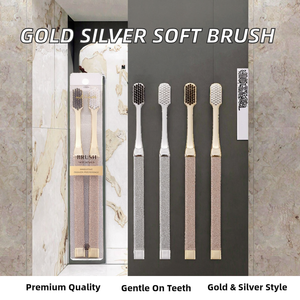 SB TECH New Gold and Silver Toothbrushes with PBT Soft Bristles and Plastic Handle in Box for Home Use - Product Image 2