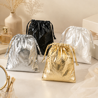 Sac à cordon en nylon métallisé or, argent, noir pour bijoux, cosmétiques, voyage, cadeau, pochette GWP, impression personnalisée, OEM, vente en gros