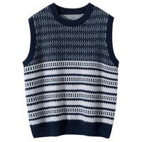 Nouveau Gilet en Cachemire à Col Rond pour l'Automne, Pull sans Manches en Cachemire et Laine Tricoté sur Mesure avec Blocs de Couleurs, Vêtements d'Extérieur en Laine OEM & ODM