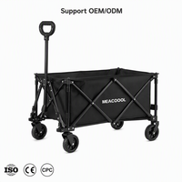 Carrito Plegable Negro para Camping, Jardín y Uso General con Mango Ajustable, Compatible con OEM y ODM