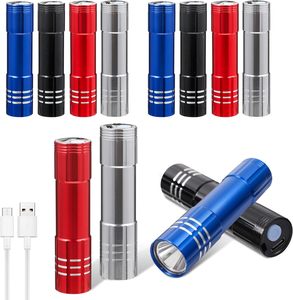 LED Aluminum Mini Handheld Rechargeable Flashlight Small Type-C USB Cable Powered Built-In Battery for Promotions