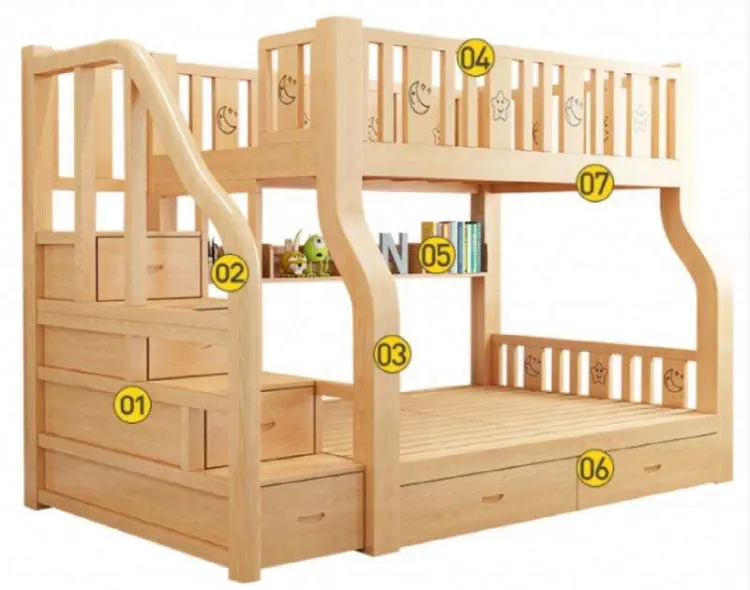 MZC-09 Mobiliário de quarto infantil com design minimalista moderno, beliches de madeira com mesas