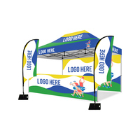 Gazebo commercial pliable 10x15 pieds, résistant à l'eau, avec logo imprimé, installation facile, tente pliante stable avec drapeaux