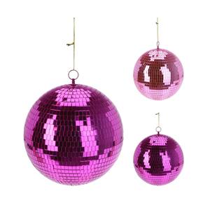 Pendentif boule miroir en plastique fuchsia/rose diamanté 25CM ASS. - Product Image 1