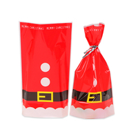 Sacs pochette debout en plastique imprimé recyclables thème de Noël personnalisé sac d'emballage scellable en plastique avec attaches torsadées argentées