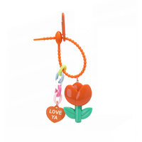 Gantungan Kunci Carabiner Bunga Tulip 3D Lucu, Aksesoris Tas Y2K, Liontin Hati Rantai Akrilik, Cetak UV, Grosir, Aksesoris Fashion