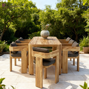 Modern Teak Outdoor <strong>Dining</strong> <strong>Bench</strong> <strong>Set</strong> <strong>with</strong> Tea Table and Seats-Waterproof for Courtyard - Product Image 3