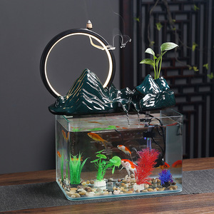 Ywbeyond hogar Oficina escritorio decoración cerámica vidrio pecera fuente de agua interior círculo lámpara <span class=keywords><strong>cascada</strong></span> incienso quemador reflujo - Product Image 2