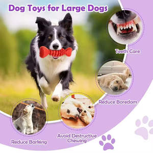 En stock Hueso de perro de goma natural Forma Limpieza de dientes Juguetes interactivos para perros Juguete de limpieza de dientes para perros - Product Image 6