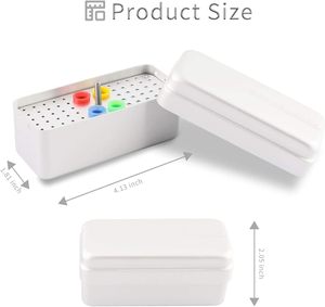 Bloques para fresas dentales autoclavables, 60 orificios, para desinfección de fresas de diamante, con caja organizadora de aluminio con tapa medible - Product Image 2