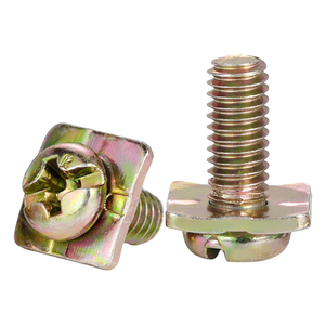 100 juegos/bolsa de accesorios para interruptor de fugas M3: Conjunto de tornillo redondo de acero chapado en zinc amarillo con bloque de terminales cuadrado - Product Image 1