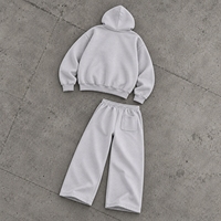 Ensemble survêtement homme en molleton 100% coton avec logo personnalisé, sweat à capuche zippé et pantalon de survêtement, style streetwear, délavage acide, impression DTG, coupe oversize