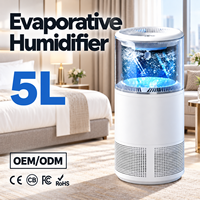 Humidificateur sans brume 5L à évaporation naturelle, mode veille, verrouillage enfant pour chambre et salon