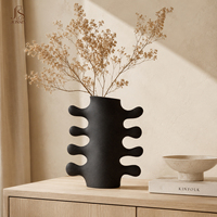 Vase à fleurs en céramique sculpturale moderne Jossin, noir mat, géométrique, pour la décoration intérieure du salon nordique