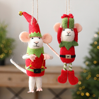 Nouvelles décorations de Noël en forme de souris, pendentifs pour sapin de Noël, en feutre, avec chapeau rouge, en stock