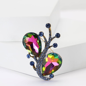 Broche en alliage de cristal et de verre pour femme, accessoires vestimentaires tendance, broche diamantée, corsage - Product Image 4