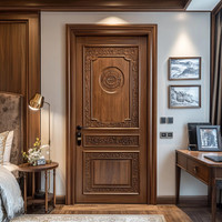 Portes intérieures minimalistes en bois massif avec surface finie, portes de chambre élégantes en bois pour appartements et villas modernes de luxe