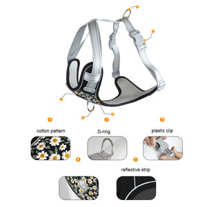 Tali kekang anjing poliester reflektif, Harness anjing multi warna, desain bunga aster kecil, anti ledakan untuk anjing besar - Product Image 3