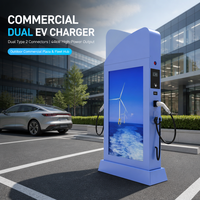 Borne de Recharge VE 44kW Double Type 2 avec Carte RFID OCPP 1.6 Certifiée CE et Écran Publicitaire Commerciale