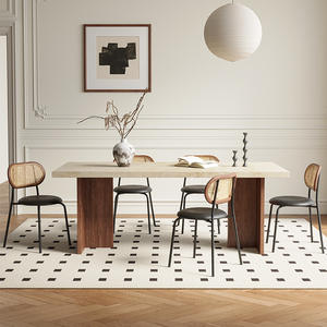 Table à manger de style français, mobilier de salle à manger, table en pierre frittée, table à manger rectangulaire et chaise - Product Image 3