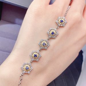 Sconto stile classico 925 argento Sterling naturale zaffiro braccialetto regalo perfetto per le donne - Product Image 1