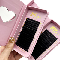 Plateaux à cils avec logo personnalisé vente en gros extensions de cils à volume facile à ventiler fournitures d'extension de cils en cachemire velours noir mat foncé