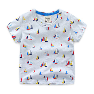 Impression de t-shirts pas chers pour enfants, t-shirts d'été unis sans marque avec impression de dessins animés, prix de gros - Product Image 4