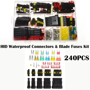 240pcs HID không thấm nước thiết bị đầu cuối kết nối dây điện + Xe Lưỡi Cầu Chì ô tô mini cầu chì Bộ - Product Image 6
