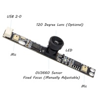 Module de caméra USB pour ordinateur portable HZ-3841-OV3660 S1.0 Haozhou OV3660 3MP HD 125 degrés grand angle UVC CMOS, 1080p OEM, mise au point fixe