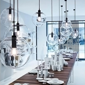 Vàng Đồng Trang Trí Cầu Thang Trần Cao Rõ Ràng Glass Ball Cụm Đèn Chùm Cầu Thang Hiện Đại Chiếu Sáng Mặt Dây Chuyền Muti-kích Thước - Product Image 3