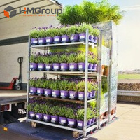 Chariot de transport de plantes de haute qualité en treillis métallique multicouche galvanisé pour centre de jardinage