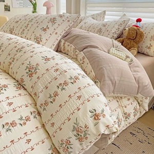 Pengfei Luxury Breathable 100% Polyester 4PCS Seersucker Drap de <span class=keywords><strong>lit</strong></span> - Product Image 1