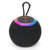 68D #   Haut-parleur portable mini avec lumières LED RGB sans fil, étanche IPX-6, tissu, fente pour carte, caisson de basses