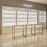 Présentoir de bijoux d'exposition portable personnalisé avec comptoir en verre LED