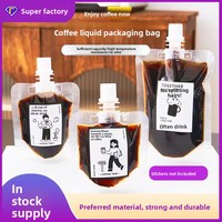 Sachets Doypack transparents jetables en PET/PE de qualité alimentaire avec bec verseur pour café infusé à froid, concentré d'espresso, vodka et bière