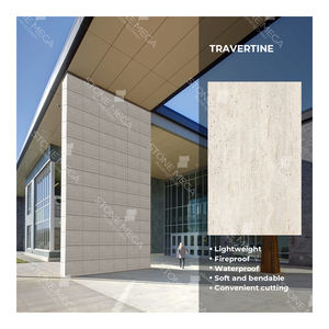 Paneles de Pared de Piedra Artificial de Travertino de Alta Gama, Losas, Revestimiento, Azulejos de Porcelana MCM, Paneles de Pared de Piedra Suave de Arcilla Ecológica - Product Image 4