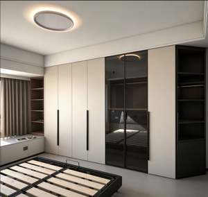 BALOM Customized Walk in Closet <b>With</b> Built in Dresser Top <b>Mirror</b> and Jewelry Storage <b>Drawers</b> Wardrobe System for Bedroom - Product Image 2