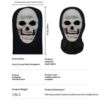 Masque de tête d'horreur drôle et effrayant, nouveau style importé, en maille respirante, masque de tête de mort fantôme pour fête d'Halloween, masque de farce