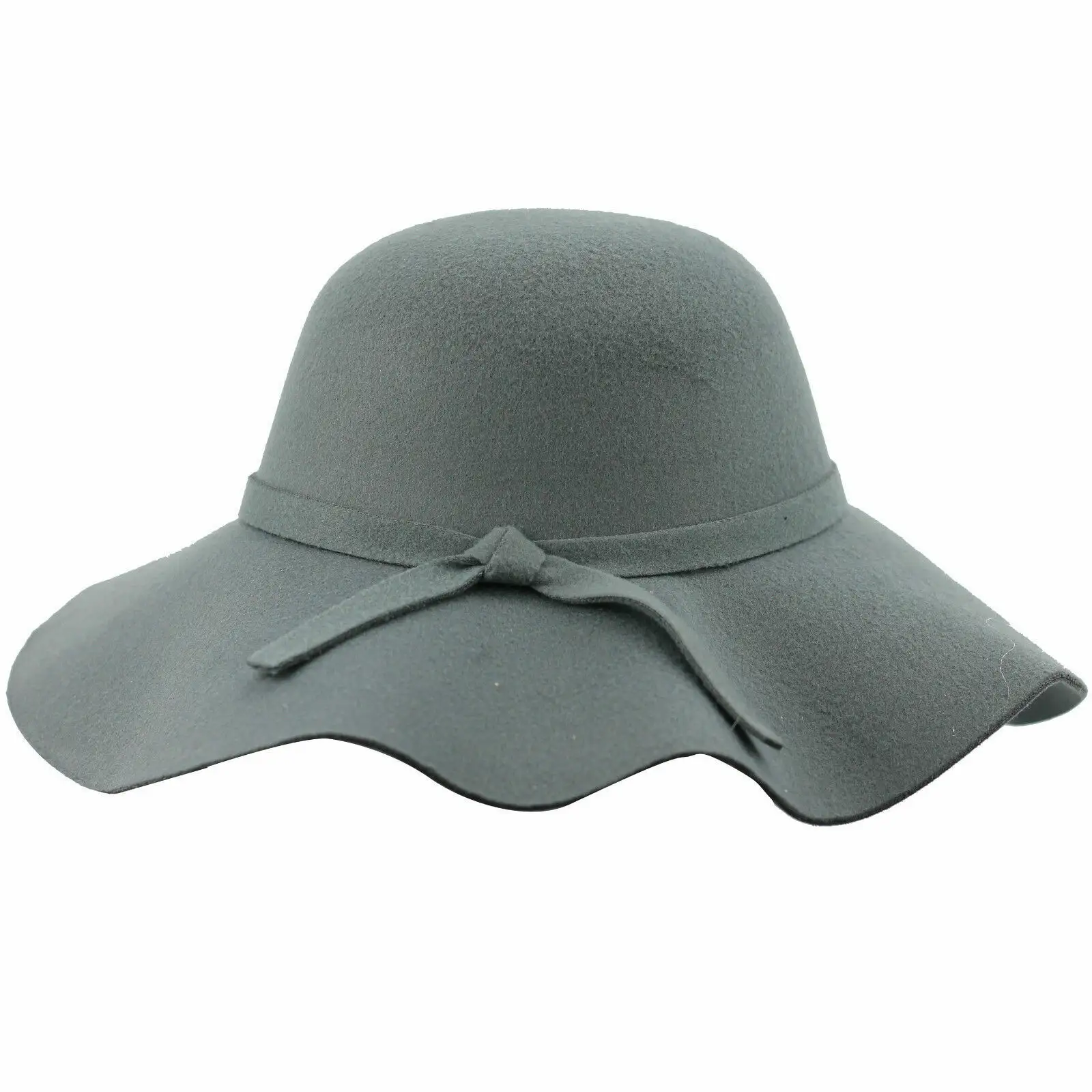 Fedora Floppy Cloche Bowknot Hat mit breiter Krempe für Damen aus weichem Wollfilz