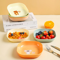 Assiette carrée en plastique PP imprimée avec des dessins animés, de qualité alimentaire, réutilisable, pour enfants, avec logo personnalisé