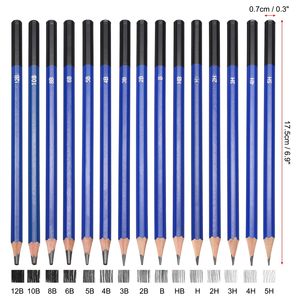 NOVISON Custom Logo Wood Body Black Lead <b>Drawing</b> Graphite Sketch Pencil for Artists Beginners with 5H to 8B Grades - Product Image 2