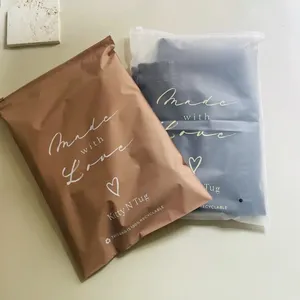 Bolsa con cremallera de plástico esmerilado biodegradable, con logotipo personalizado, para ropa ecológica, venta al por mayor