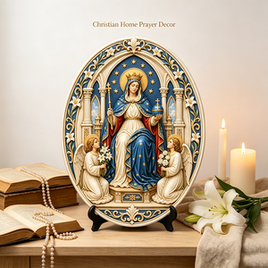 Artisanat en résine personnalisé « Reine de <span class=keywords><strong>Marie</strong></span>, Reine du Ciel », plaque 3D en relief, Art déco, décoration murale pour église catholique, cadeau pour la maison - Product Image 2