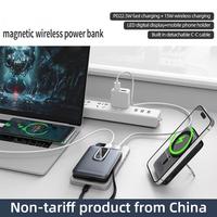 Batterie externe portable ultra-mince avec affichage LED numérique, charge magnétique sans fil 15W, PD 22.5W, 10000mAh, Type-C