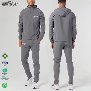 Custom Mens Two Piece Track Suit Jogger Set <strong>Lightweight</strong> <strong>Hoodie</strong> Running Sports Waterproof Outfits Windbreaker Tracksuit Set - Product Image 1