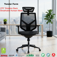 Chaise de bureau ergonomique en maille avec dossier réglable, accoudoirs 4D, siège coulissant, pivotante, inclinaison à 15 positions, verrouillage, vérin à gaz classe 4, chaise de direction