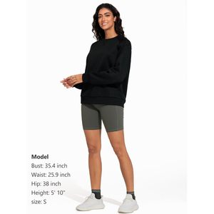 FOXA Sweat-shirt en polaire pour femme, coupe ample, col rond, décontracté, respirant - Product Image 5