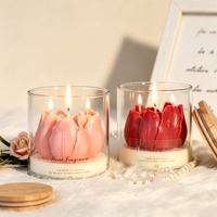 Oshine Tulpenförmige Sojawachs Handgemachte Duftkerzen im Glas Umweltfreundliche Geschenke zum Valentinstag und Muttertag