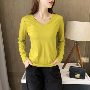 Camiseta de Manga Larga de Algodón Mercerizado 100% para Mujer, Estilo Casual de Otoño, Corte Ajustado, 170 g/m² - Product Image 3